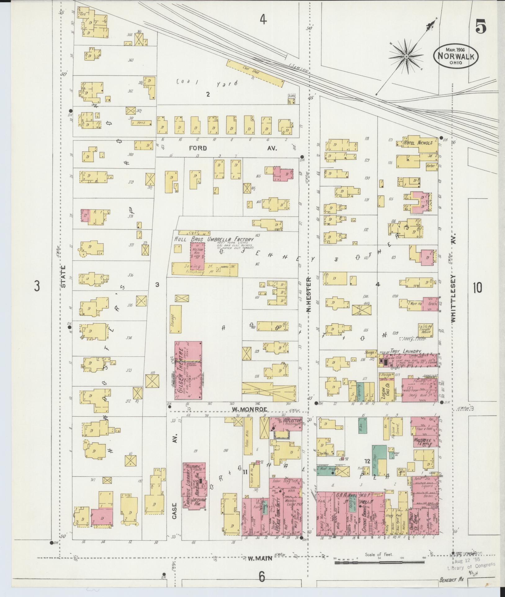Sanborn Fire Insurance Map from Norwalk, Huron County, Ohio (1906), Sheet #0005 - Historic Sanborn Fire Insurance Map Print, vintage old map wall art, antique decor, genealogy gift, Ohio Ohio map
