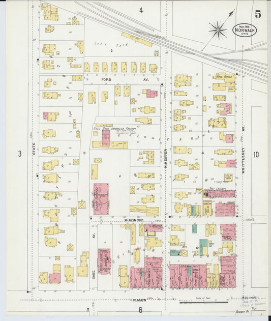 Sanborn Fire Insurance Map from Norwalk, Huron County, Ohio (1906), Sheet #0005 - Historic Sanborn Fire Insurance Map Print, vintage old map wall art, antique decor, genealogy gift, Ohio Ohio map