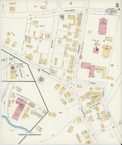 Sanborn Fire Insurance Map from Putnam, Windham County, Connecticut (1903), Sheet #0005 - Complete Map Set gallery image, historic Sanborn map, vintage wall art, Connecticut Connecticut