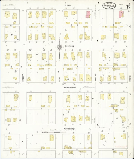 Sanborn Fire Insurance Map from Knoxville, Marion County, Iowa (1913), Sheet #0006 - Historic Sanborn Fire Insurance Map Print, vintage old map wall art