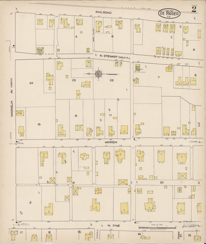 Sanborn Fire Insurance Map from De Ridder, Beauregard Parish, Louisiana (1921), Sheet #0002 - Complete Map Set gallery image, historic Sanborn map, vintage wall art, Louisiana Louisiana