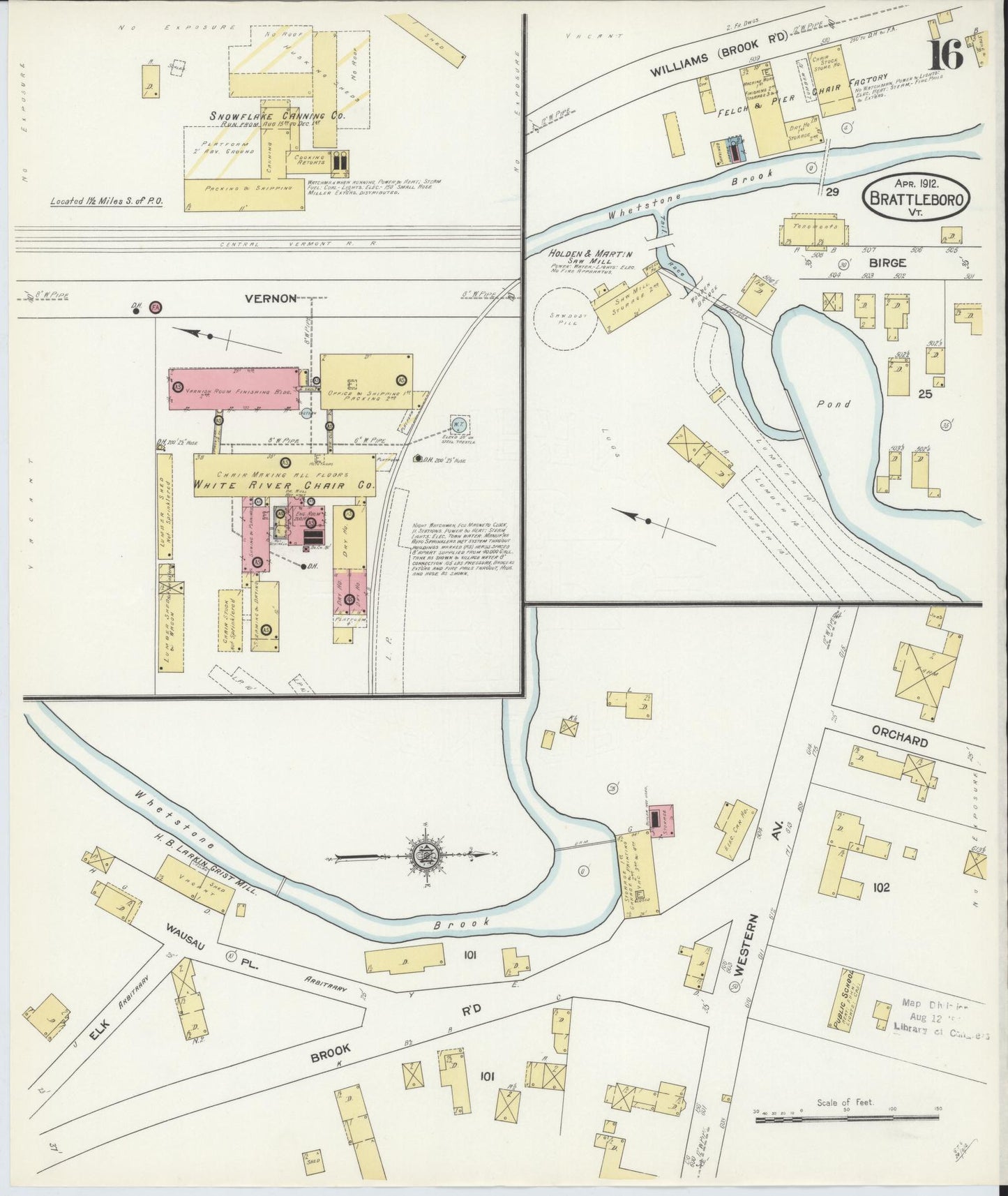 Sanborn Fire Insurance Map from Brattleboro, Windham County, Vermont (1912), Sheet #0016 - Complete Map Set gallery image, historic Sanborn map, vintage wall art, Vermont Vermont