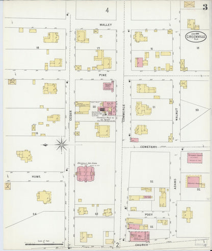 Sanborn Fire Insurance Map from Greenville, Butler County, Alabama (1898), Sheet #0003 - Complete Map Set gallery image, historic Sanborn map, vintage wall art, Alabama Alabama