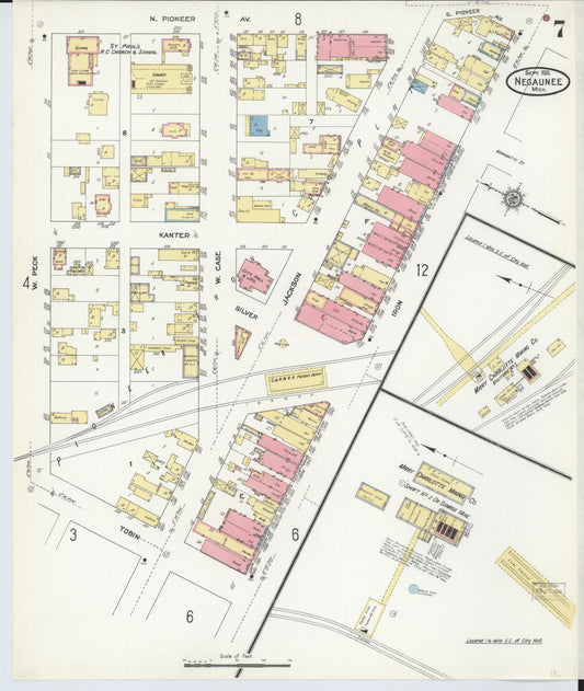 Sanborn Fire Insurance Map from Negaunee, Marquette County, Michigan (1911), Sheet #0007 - Historic Sanborn Fire Insurance Map Print, vintage old map wall art, antique decor, genealogy gift, Michigan Michigan map