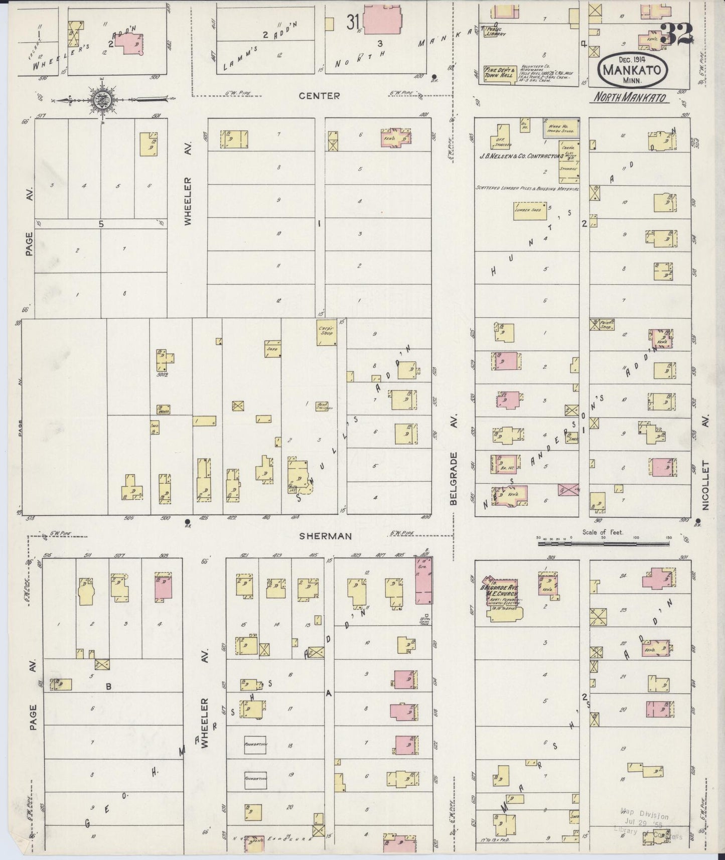 Sanborn Fire Insurance Map from Mankato, Blue Earth County, Minnesota (1914), Sheet #0032 - Complete Map Set gallery image, historic Sanborn map, vintage wall art, Minnesota Minnesota