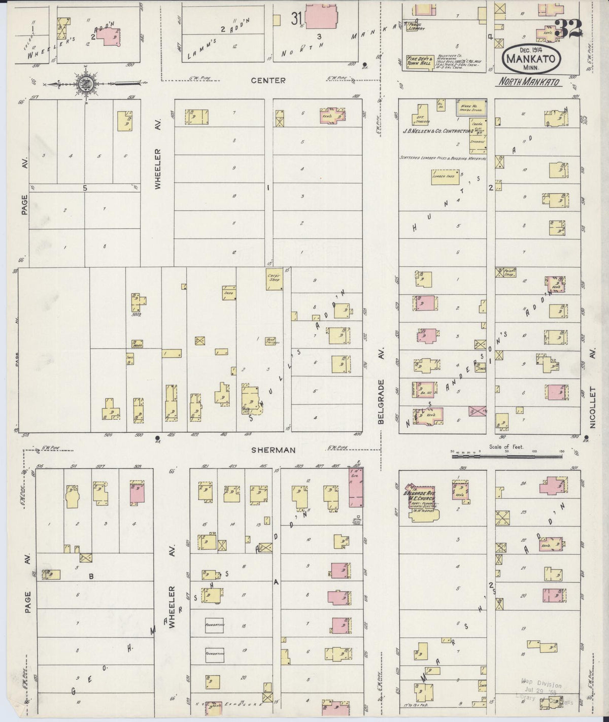 Sanborn Fire Insurance Map from Mankato, Blue Earth County, Minnesota (1914), Sheet #0032 - Complete Map Set gallery image, historic Sanborn map, vintage wall art, Minnesota Minnesota
