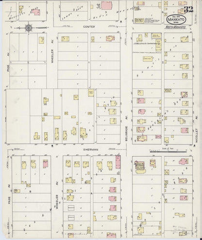 Sanborn Fire Insurance Map from Mankato, Blue Earth County, Minnesota (1914), Sheet #0032 - Complete Map Set gallery image, historic Sanborn map, vintage wall art, Minnesota Minnesota