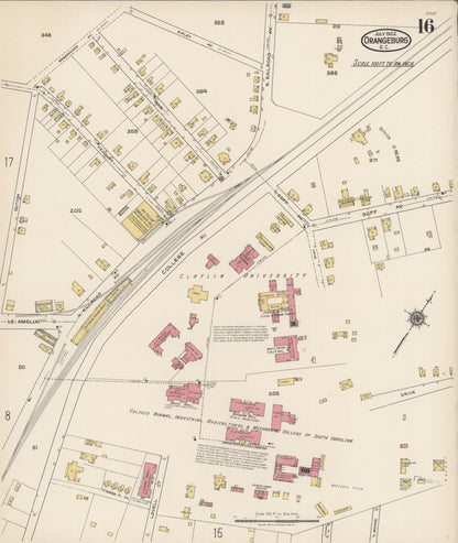 Sanborn Fire Insurance Map from Orangeburg, Orangeburg County, South Carolina (1922), Sheet #0016 - Complete Map Set gallery image, historic Sanborn map, vintage wall art, South Carolina South Carolina