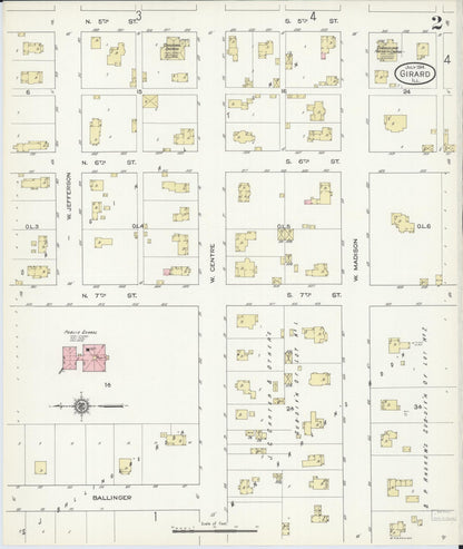 Sanborn Fire Insurance Map from Girard, Macoupin County, Illinois (1914), Sheet #0002 - Complete Map Set gallery image, historic Sanborn map, vintage wall art, Illinois Illinois