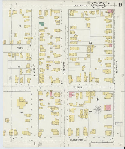 Sanborn Fire Insurance Map from Ithaca, Tompkins County, New York (1893), Sheet #0009 - Complete Map Set gallery image, historic Sanborn map, vintage wall art, New York New York