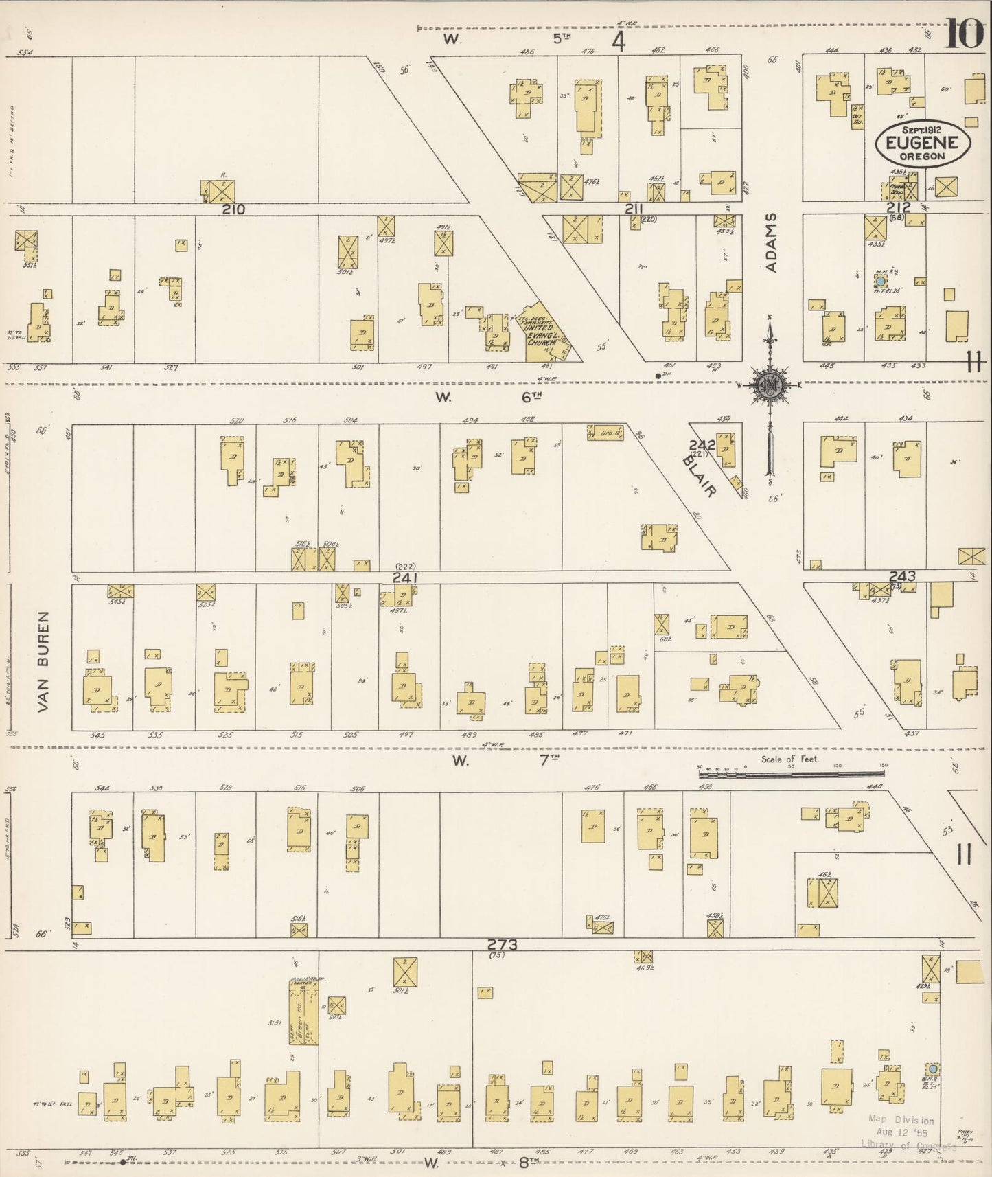 Sanborn Fire Insurance Map from Eugene, Lane County, Oregon (1912), Sheet #0010 - Complete Map Set gallery image, historic Sanborn map, vintage wall art, Oregon Oregon