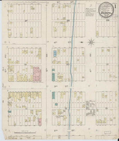 Sanborn Fire Insurance Map from Ouray, Ouray County, Colorado (1886), Sheet #0001 - Complete Map Set gallery image, historic Sanborn map, vintage wall art, Colorado Colorado