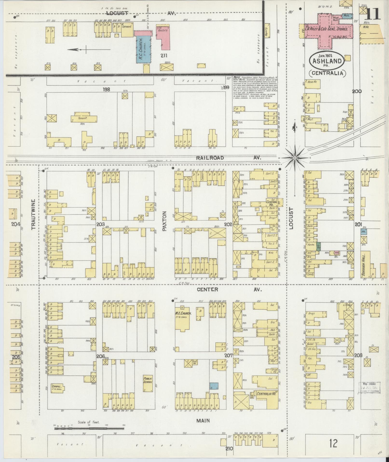Sanborn Fire Insurance Map from Ashland, Schuylkill County, Pennsylvania (1902), Sheet #0011 - Historic Sanborn Fire Insurance Map Print, vintage old map wall art, antique decor, genealogy gift, Pennsylvania Pennsylvania map