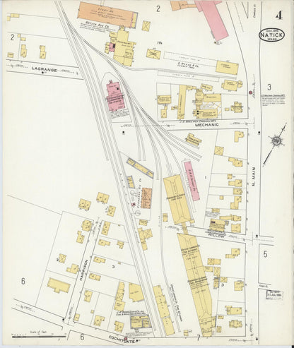Sanborn Fire Insurance Map from Natick, Middlesex County, Massachusetts (1915), Sheet #0004 - Historic Sanborn Fire Insurance Map Print, vintage old map wall art, antique decor, genealogy gift, Massachusetts Massachusetts map