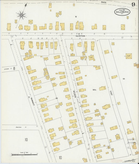 Sanborn Fire Insurance Map from Salamanca, Cattaraugus County, New York (1904), Sheet #0009 - Historic Sanborn Fire Insurance Map Print, vintage old map wall art, antique decor, genealogy gift, New York New York map