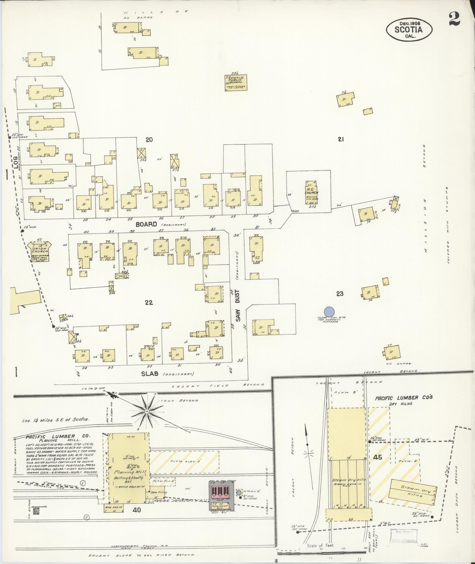 Sanborn Fire Insurance Map from Scotia, Humboldt County, California (1908), Sheet #0002 - Complete Map Set gallery image, historic Sanborn map, vintage wall art, California California