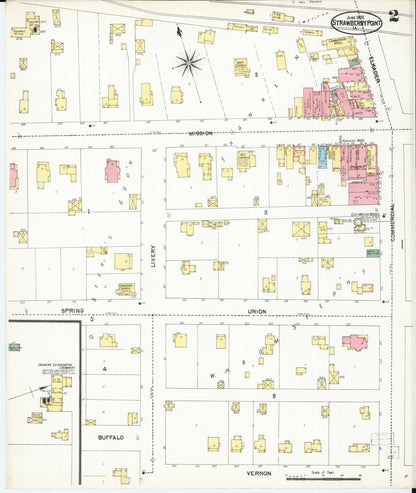 Sanborn Fire Insurance Map from Strawberry Point, Clayton County, Iowa (1902), Sheet #0002 - Historic Sanborn Fire Insurance Map Print, vintage old map wall art
