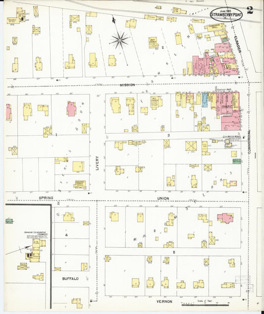 Sanborn Fire Insurance Map from Strawberry Point, Clayton County, Iowa (1902), Sheet #0002 - Historic Sanborn Fire Insurance Map Print, vintage old map wall art