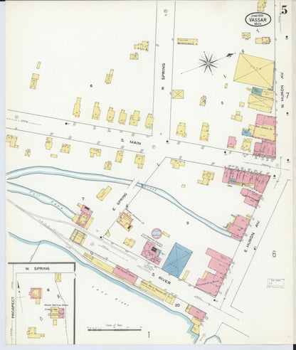 Sanborn Fire Insurance Map from Vassar, Tuscola County, Michigan (1909), Sheet #0005 - Complete Map Set gallery image, historic Sanborn map, vintage wall art, Michigan Michigan