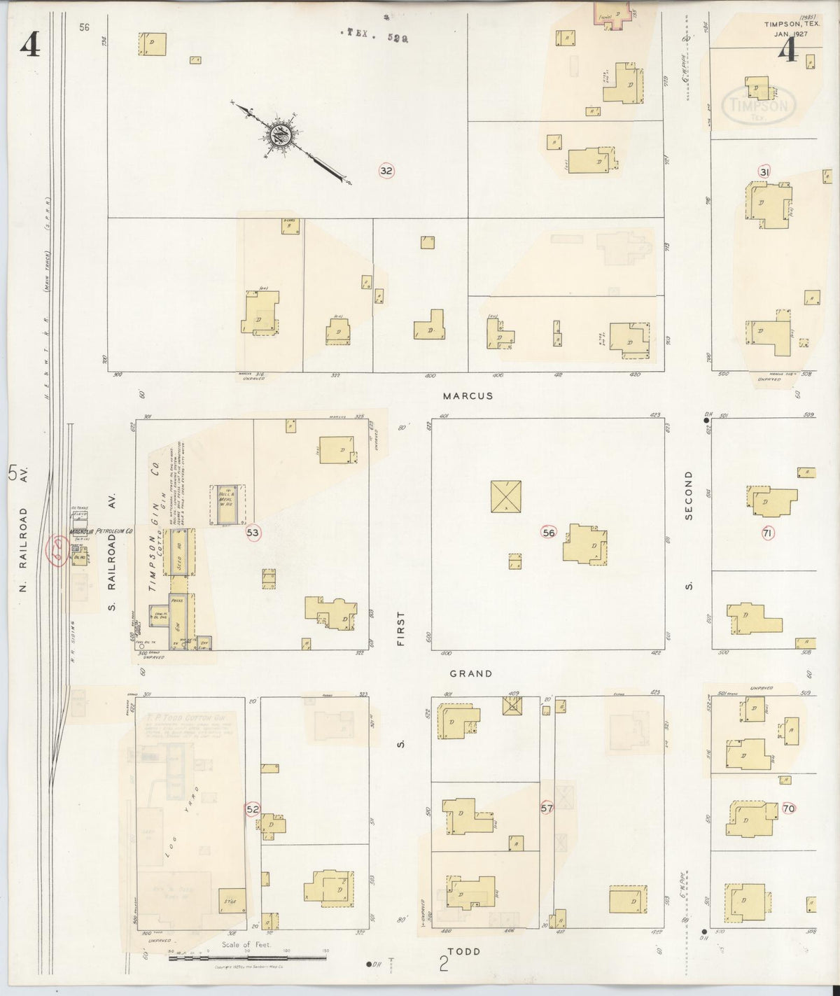 Sanborn Fire Insurance Map from Timpson, Shelby County, Texas (1941), Sheet #0004 - Complete Map Set gallery image, historic Sanborn map, vintage wall art, Texas Texas