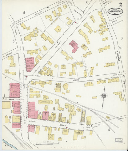 Sanborn Fire Insurance Map from Livermore Falls, Androscoggin County, Maine (1917), Sheet #0002 - Complete Map Set gallery image, historic Sanborn map, vintage wall art, Maine Maine