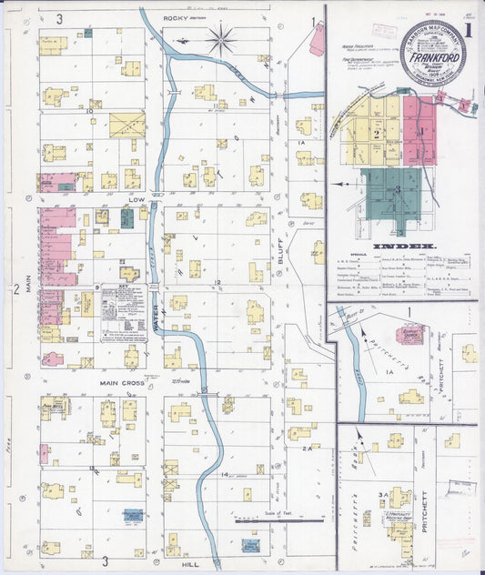 Sanborn Fire Insurance Map from Frankford, Pike County, Missouri (1909), Sheet #0001 - Historic Sanborn Fire Insurance Map Print, vintage old map wall art, antique decor, genealogy gift, Missouri Missouri map