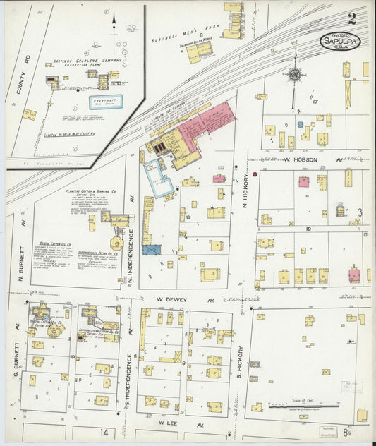 Sanborn Fire Insurance Map from Sapulpa, Creek County, Oklahoma (1920), Sheet #0002 - Historic Sanborn Fire Insurance Map Print, vintage old map wall art, antique decor, genealogy gift, Oklahoma Oklahoma map