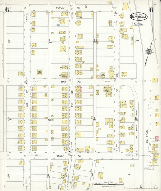 Sanborn Fire Insurance Map from Beaverdale, Cambria County, Pennsylvania (1923), Sheet #0006 - Historic Sanborn Fire Insurance Map Print, vintage old map wall art, antique decor, genealogy gift, Pennsylvania Pennsylvania map