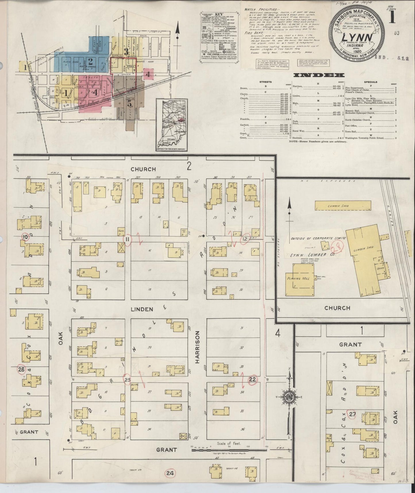 Sanborn Fire Insurance Map from Lynn, Randolph County, Indiana. (1942) – Historic Sanborn Fire Insurance Map Print