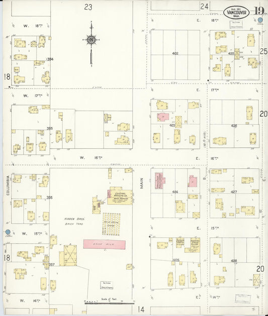 Sanborn Fire Insurance Map from Vancouver, Clark County, Washington (1911), Sheet #0019 - Historic Sanborn Fire Insurance Map Print, vintage old map wall art, antique decor, genealogy gift, Washington Washington map