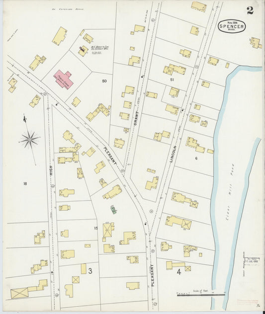 Sanborn Fire Insurance Map from Spencer, Worcester County, Massachusetts (1896), Sheet #0002 - Historic Sanborn Fire Insurance Map Print, vintage old map wall art, antique decor, genealogy gift, Massachusetts Massachusetts map