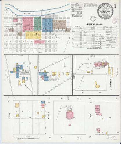 Sanborn Fire Insurance Map from Shakopee, Scott County, Minnesota (1902), Sheet #0001 - Historic Sanborn Fire Insurance Map Print, vintage old map wall art, antique decor, genealogy gift, Minnesota Minnesota map