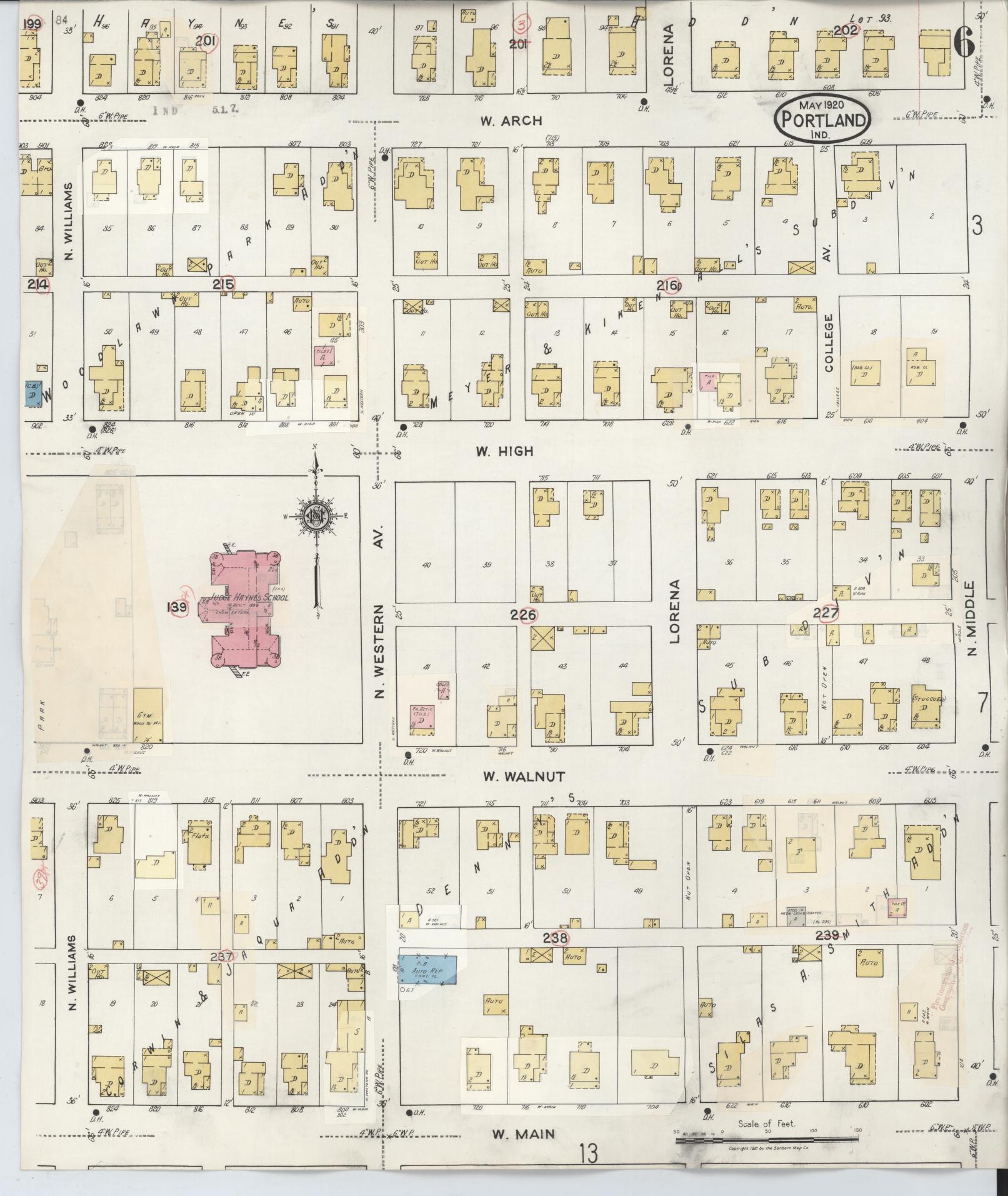 Sanborn Fire Insurance Map from Portland, Jay County, Indiana (1946), Sheet #0006 - Complete Map Set gallery image, historic Sanborn map, vintage wall art, Indiana Indiana