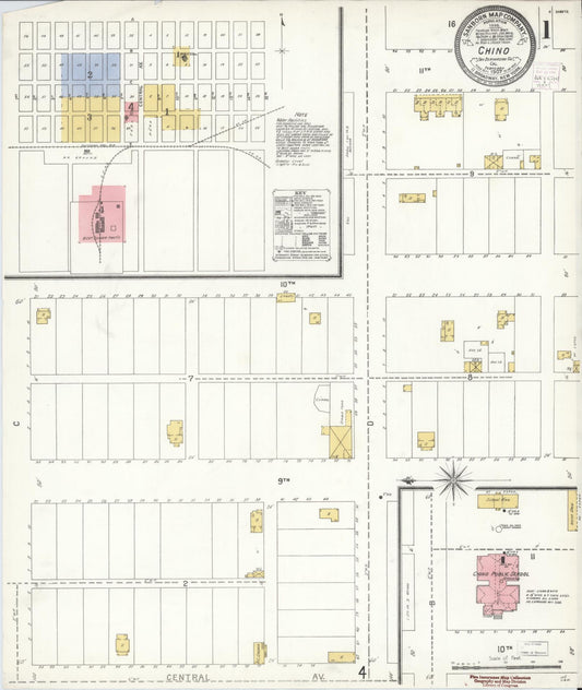 Sanborn Fire Insurance Map from Chino, San Bernardino County, California. (1907) – Historic Sanborn Fire Insurance Map Print