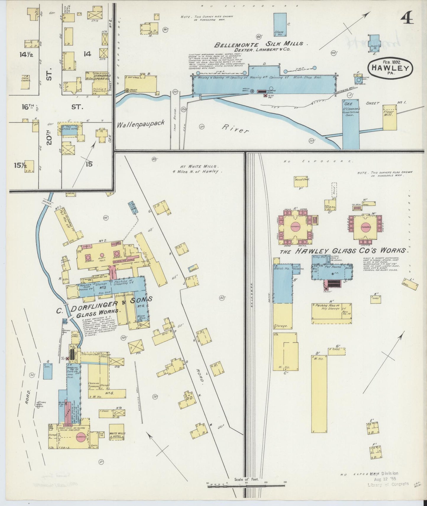 Sanborn Fire Insurance Map from Hawley, Wayne County, Pennsylvania (1892), Sheet #0004 - Complete Map Set gallery image, historic Sanborn map, vintage wall art, Pennsylvania Pennsylvania