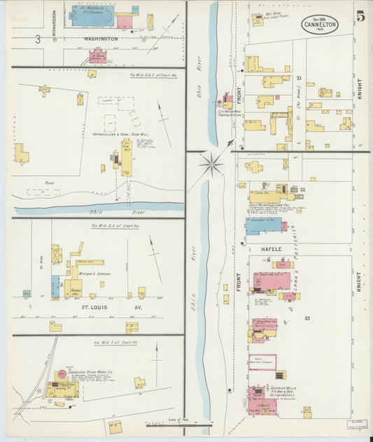 Sanborn Fire Insurance Map from Cannelton, Perry County, Indiana (1898), Sheet #0005 - Historic Sanborn Fire Insurance Map Print, vintage old map wall art, antique decor, genealogy gift, Indiana Indiana map