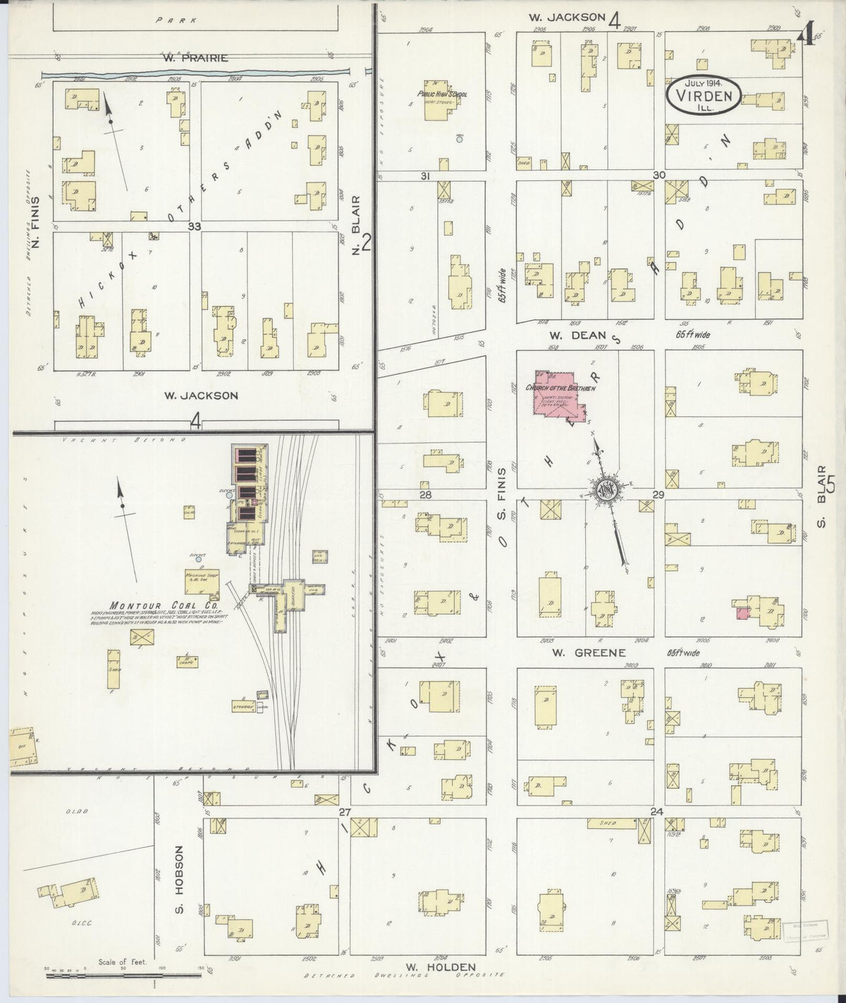Sanborn Fire Insurance Map from Virden, Macoupin County, Illinois (1914), Sheet #0004 - Complete Map Set gallery image, historic Sanborn map, vintage wall art, Illinois Illinois