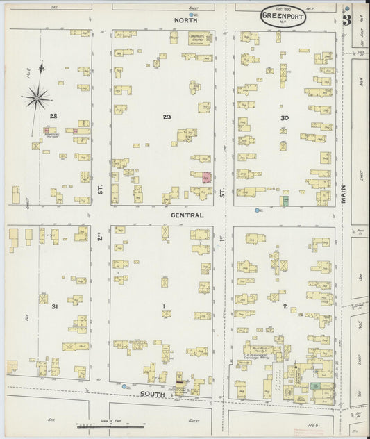 Sanborn Fire Insurance Map from Greenport, Suffolk County, New York (1890), Sheet #0003 - Historic Sanborn Fire Insurance Map Print, vintage old map wall art, antique decor, genealogy gift, New York New York map