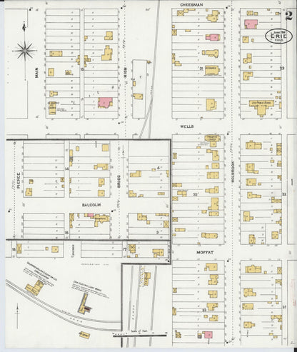 Sanborn Fire Insurance Map from Erie, Weld County, Colorado (1906), Sheet #0002 - Complete Map Set gallery image, historic Sanborn map, vintage wall art, Colorado Colorado