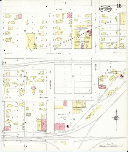 Sanborn Fire Insurance Map from Pittsburg, Crawford County, Kansas (1913), Sheet #0018 - Complete Map Set gallery image, historic Sanborn map, vintage wall art, Kansas Kansas