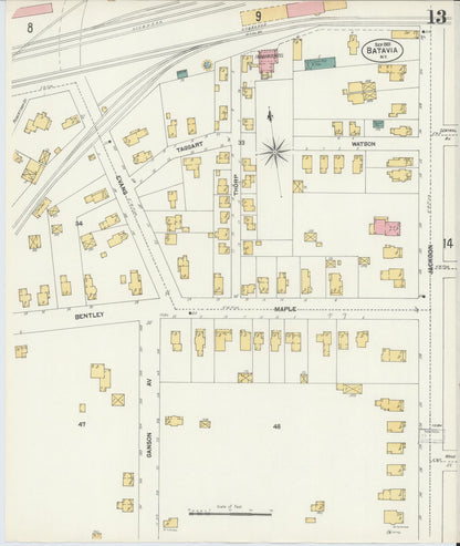 Sanborn Fire Insurance Map from Batavia, Genesee County, New York (1901), Sheet #0013 - Complete Map Set gallery image, historic Sanborn map, vintage wall art, New York New York