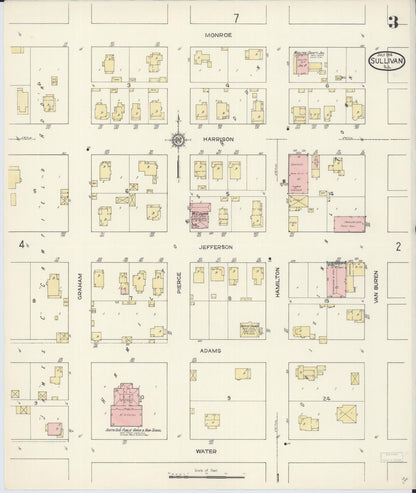 Sanborn Fire Insurance Map from Sullivan, Moultrie County, Illinois (1914), Sheet #0003 - Historic Sanborn Fire Insurance Map Print, vintage old map wall art, antique decor, genealogy gift, Illinois Illinois map