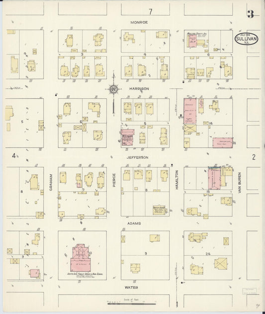 Sanborn Fire Insurance Map from Sullivan, Moultrie County, Illinois (1914), Sheet #0003 - Historic Sanborn Fire Insurance Map Print, vintage old map wall art, antique decor, genealogy gift, Illinois Illinois map