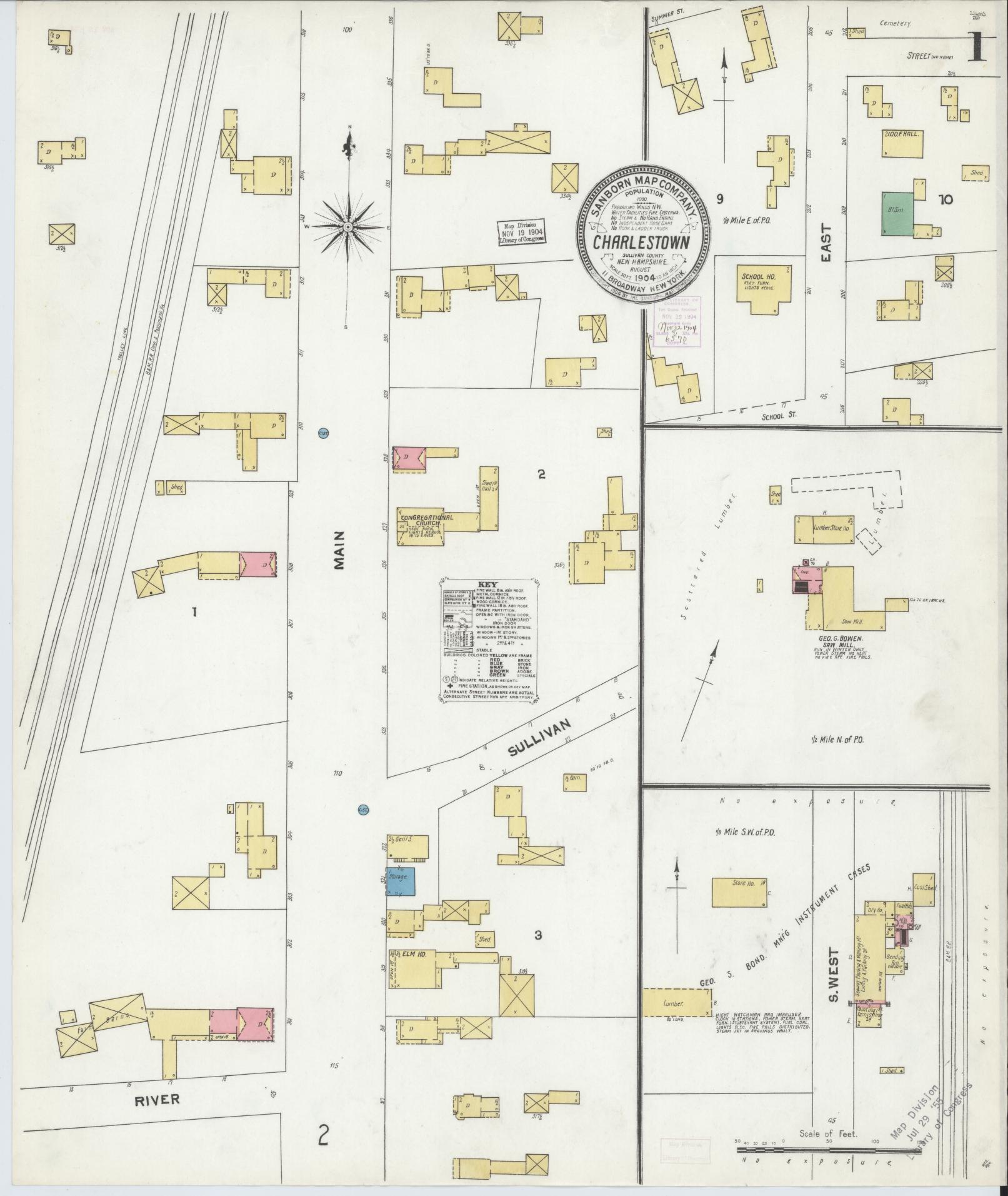 Sanborn Fire Insurance Map from Charlestown, Sullivan County, New Hampshire. (1904) – Historic Sanborn Fire Insurance Map Print