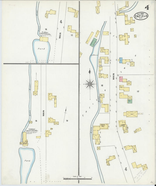 Sanborn Fire Insurance Map from Enfield, Grafton County, New Hampshire (1904), Sheet #0004 - Historic Sanborn Fire Insurance Map Print, vintage old map wall art, antique decor, genealogy gift, New Hampshire New Hampshire map