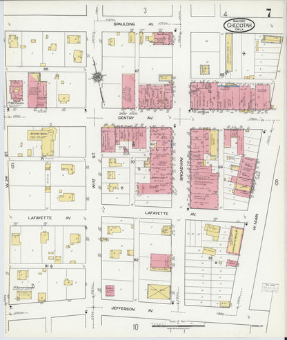 Sanborn Fire Insurance Map from Checotah, McIntosch County, Oklahoma (1920), Sheet #0007 - Complete Map Set gallery image, historic Sanborn map, vintage wall art, Oklahoma Oklahoma