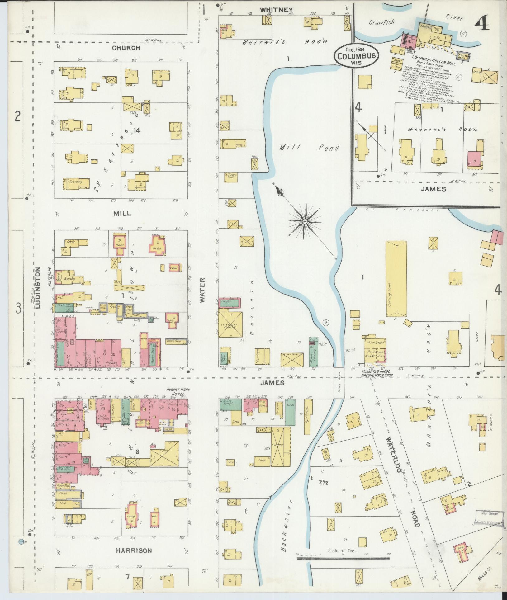 Sanborn Fire Insurance Map from Columbus, Columbia and Dodge County, Wisconsin (1904), Sheet #0004 - Complete Map Set gallery image, historic Sanborn map, vintage wall art, Wisconsin Wisconsin
