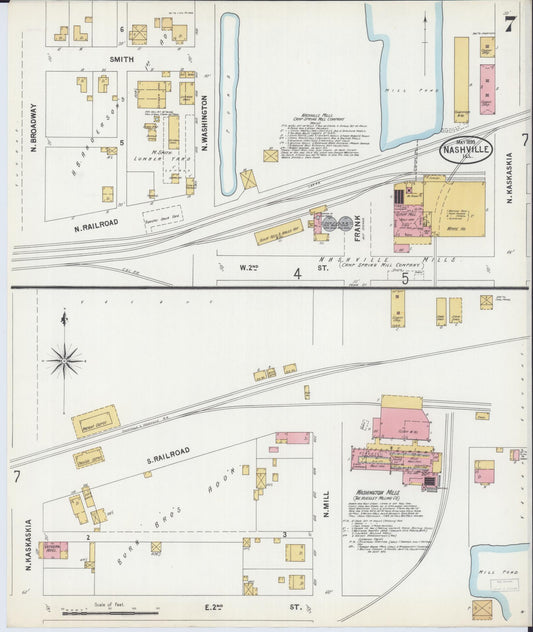 Sanborn Fire Insurance Map from Nashville, Washington County, Illinois (1899), Sheet #0007 - Historic Sanborn Fire Insurance Map Print, vintage old map wall art, antique decor, genealogy gift, Illinois Illinois map