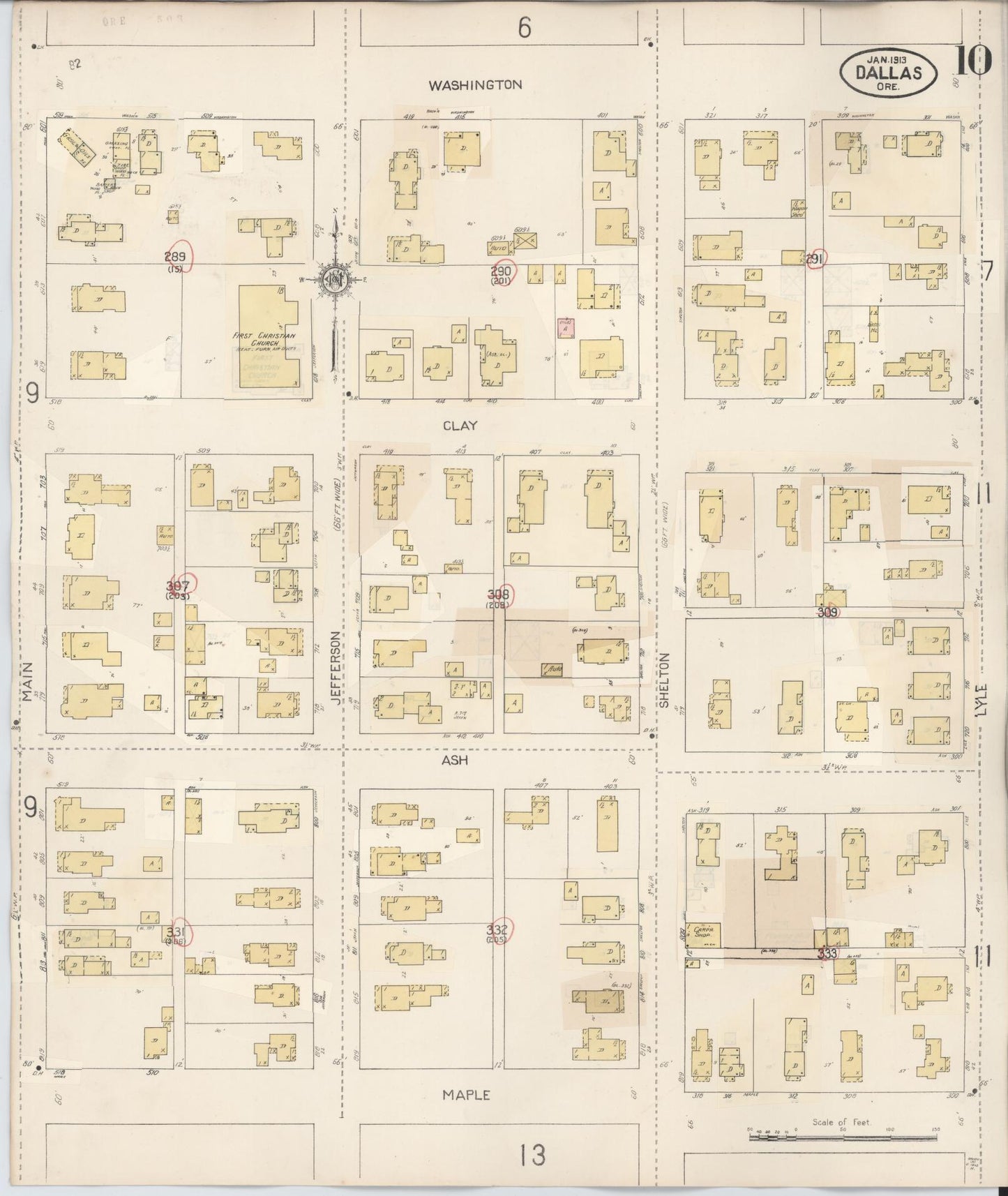 Sanborn Fire Insurance Map from Dallas, Polk County, Oregon (1939), Sheet #0010 - Complete Map Set gallery image, historic Sanborn map, vintage wall art, Oregon Oregon