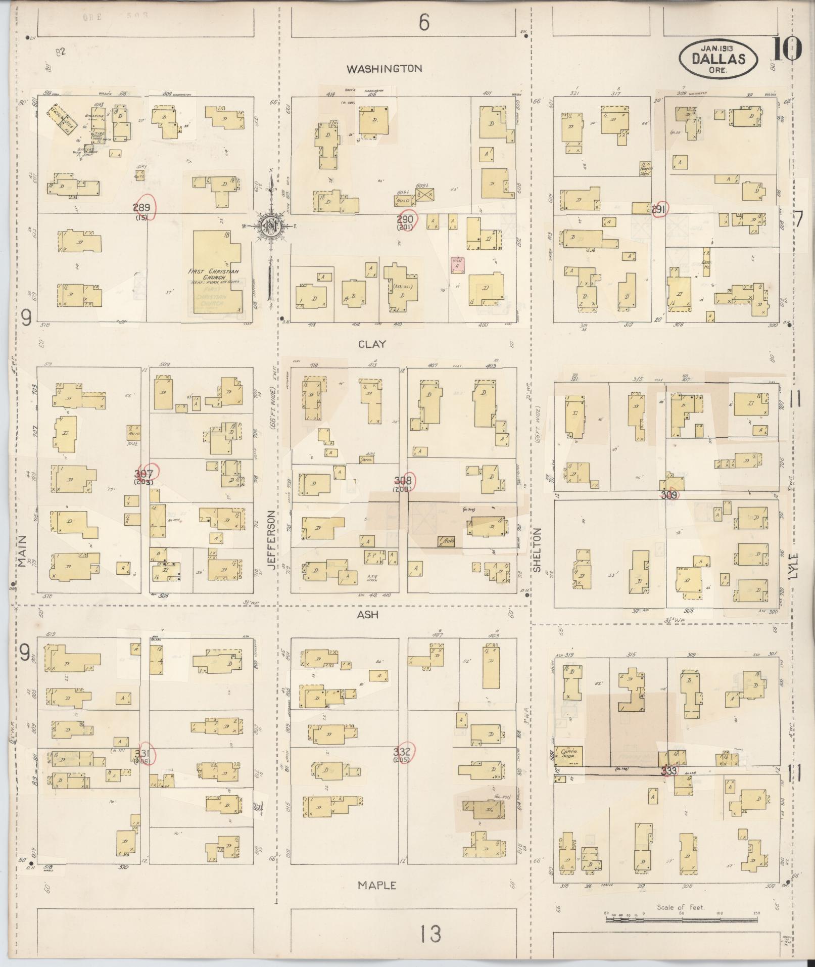 Sanborn Fire Insurance Map from Dallas, Polk County, Oregon (1939), Sheet #0010 - Complete Map Set gallery image, historic Sanborn map, vintage wall art, Oregon Oregon